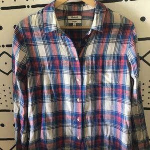Madewell Shrunken Ex-Boyfriend Plaid Shirt Sz L